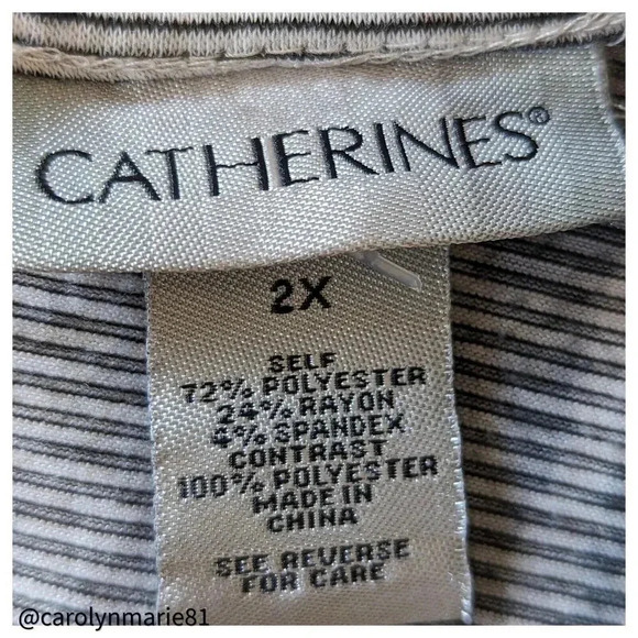 CATHERINES Asymmetric Tropical Print V Neck Top Size 2X Short Sleeve Knit - Picture 6 of 8